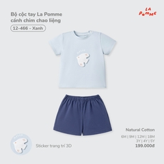 LP - Bộ cộc tay La Pomme cánh chim chao liệng - Xanh - 18-24M - SS26.T7A