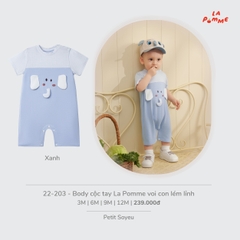 LP - Body cộc tay La Pomme voi con lém lỉnh - Xanh - 3-6M - SS26.T7A