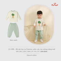 LP - Bộ dài tay La Pomme vườn cây reo mừng nắng mới - Kem Xanh - 3-4Y - SS26.T7A