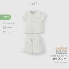 NOUS - Bộ cộc tay áo xám in họa tiết thứ hai - 0-3M - SS26.T7A