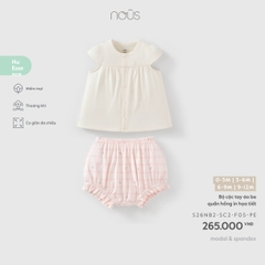 NOUS - Bộ cộc tay áo be quần hồng in họa tiết - 0-3M - SS26.T7A