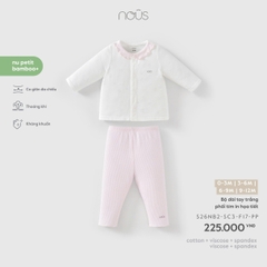 NOUS - Bộ dài tay trắng phối tím in họa tiết - 3-6M - SS26.T7A
