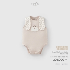 NOUS - Bodysuit ba lỗ màu nâu be thêu họa tiết - 3-6M - SS26.T7A