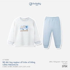 BU - Bộ dài tay raglan cổ tròn nỉ bông Little Adventure - ICT110400 - Trắng kem+xanh ghi - 3-4Y - SS26.T8B