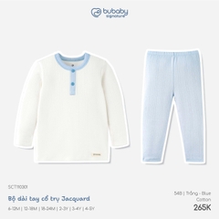 BU - Bộ dài tay cổ trụ Jacquard - SCT110301 - Trắng+Blue - 3-4Y - SS26.T8B