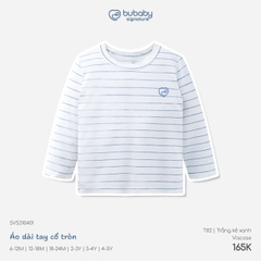 BU - Áo dài tay cổ tròn - SVS310401 - Trắng kẻ xanh - 6-12M - SS26.T8B
