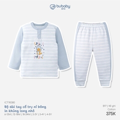 BU - Bộ dài tay cổ trụ nỉ bông in khủng long nhỏ - ICT110300 - kẻ ghi - 18-24M - SS26.T8C