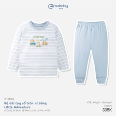 BU - Bộ dài tay cổ tròn nỉ bông Little Adventure - ICT110401 - Kẻ ghi+xanh ghi - 18-24M - SS26.T8C