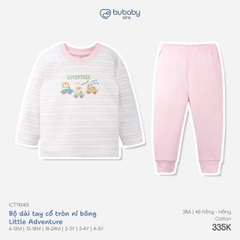 BU - Bộ dài tay cổ tròn nỉ bông Little Adventure - ICT110401 - Kẻ hồng+Hồng - 2-3Y - SS26.T8C
