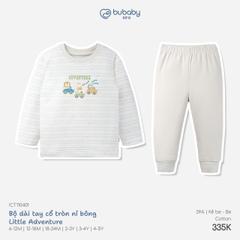 BU - Bộ dài tay cổ tròn nỉ bông Little Adventure - ICT110401 - Kẻ be+Be - 18-24M - SS26.T8C