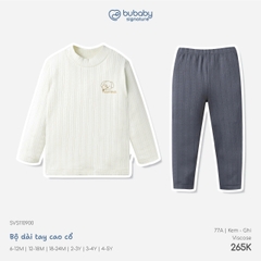 BU - Bộ dài tay cao cổ - SVS110900 - Kem+Ghi - 3-4Y - SS26.T8C