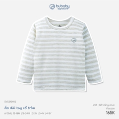 BU - Áo dài tay cổ tròn - SVS310402 - Kẻ trắng olive - 2-3Y - SS26.T8C