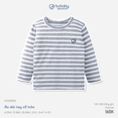 BU - Áo dài tay cổ tròn - SVS310402 - Kẻ trắng ghi - 12-18M - SS26.T8C