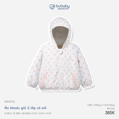 BU - Áo khoác gió 2 lớp có mũ - SWI31172L - Trắng in chữ hồng - 2-3Y - SS26.T8C