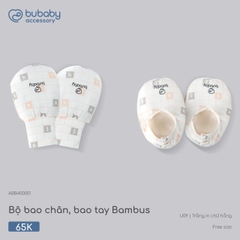 BU ĐÂY - Bộ bao chân, bao tay Bambus - ABB400001 - Trắng in chữ hồng - Free size - SS26.T8C