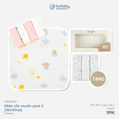 BU - Khăn sữa muslin Pack 5 (30x30cm) - ABM050001 - Mix in gấu mây 1 - Free size - SS26.T8C