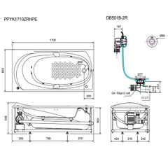 Bồn tắm cao cấp TOTO PPYK1710ZRHPE#P/DB501R2B