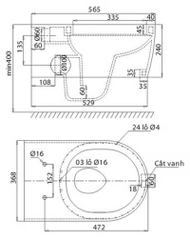 Bồn cầu âm tường VIGLACERA V55