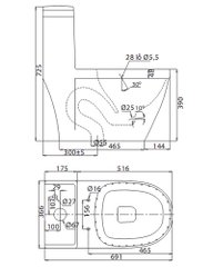 Bồn cầu một khối VIGLACERA V35