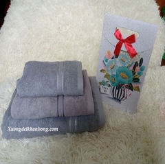 Bộ khăn cotton cao cấp màu xám