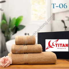 Bộ 3 khăn cotton cao cấp màu nâu nhạt