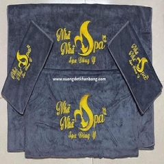 Bộ Khăn Spa màu xám thêu logo