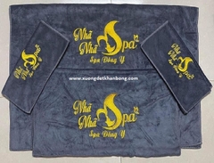 Bộ Khăn Spa màu xám thêu logo