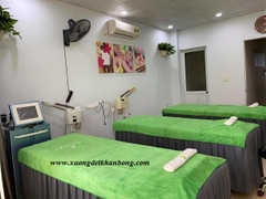 Khăn trải giường spa xanh rêu (mẫu1)