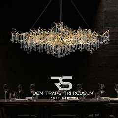 Đèn Chùm Trang Trí Phòng Khách, Phòng Ăn Serip Khung Nhôm Giọt Nước Thuỷ Tinh  MM - TH - 8016 - 25