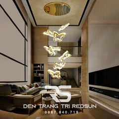 Đèn Thả Trần Hiện Đại Lắp Thông Tầng Cầu Thang, Phòng Khách, Bàn Ăn Chất Liệu Pha Lê HTK046