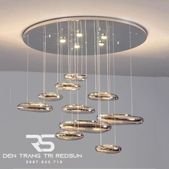 Đèn Thả Phòng Khách Hiện Đại Thuỷ Tinh Giọt Nước Đen Phong Cách Italia DC-T080