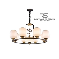 Đèn Chùm Phòng Khách Hiện Đại Phong Cách Indochine Chao Thuỷ Tinh N6155/8