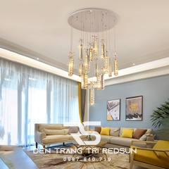 Đèn Thả Trần Hiện Đại Lắp Thông Tầng Cầu Thang, Phòng Khách, Bàn Ăn Chất Liệu Pha Lê HTK041