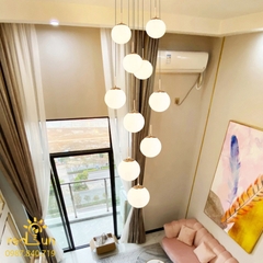 Đèn Thả Trần Hiện Đại Lắp Thông Tầng Cầu Thang, Phòng Khách, Bàn Ăn Chất Liệu Thuỷ Tinh HTK020