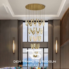 Đèn Thả Trần Hiện Đại Lắp Thông Tầng Cầu Thang, Phòng Khách, Bàn Ăn Chất Liệu Pha Lê HTK047