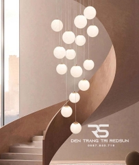 Đèn Thả Trần Hiện Đại Lắp Thông Tầng Cầu Thang, Phòng Khách, Bàn Ăn Chất Liệu Thuỷ Tinh HTK020