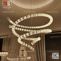 Đèn Thông Tầng Pha Lê Cao Cấp Cho Phòng Khách, Sảnh Khách Sạn Phong Cách Hiện Đại Xoắn Đôi HTK-NKFZ005
