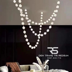 Đèn Chùm Lắp Thông Tầng, Sảnh Khách Sạn, Phòng Khách, Bàn Ăn Phong Cách Bắc Âu Hình Vòng Cổ Ngọc Trai DC-T089