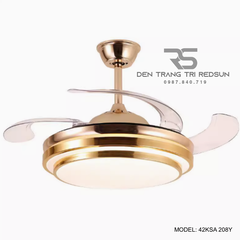 Quạt Trần Đèn Cánh Cụp Xòe Trang Trí Phòng Khách, Phòng Ngủ - 42KSA 208Y