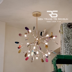 Đèn Thả Phòng Khách, Phòng Ăn, Phòng Ngủ  Hiện Đại Hera Lá Đá Màu Hỗn Hợp GLD6017-MS