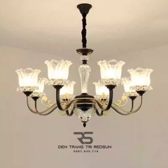 Đèn Chùm Phòng Khách Hiện Đại Phong Cách Indochine Chao Thủy Tinh IDC-C256