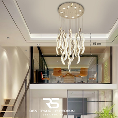 Đèn Thả Trần Hiện Đại Lắp Phòng Khách, Thông Tầng Cầu Thang Chất Liệu Pha Lê HTK062