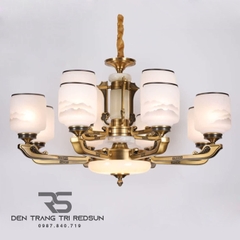 Đèn Chùm Phòng Khách Hiện Đại Phong Cách Indochine Chao Thuỷ Tinh N2058/12