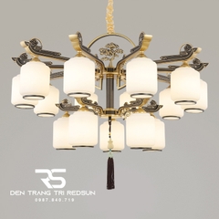 Đèn Chùm Phòng Khách Hiện Đại Phong Cách Indochine Chao Thuỷ Tinh N8005/15