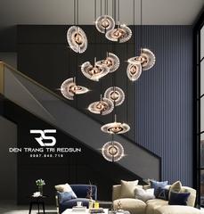 Đèn Thả Trần Hiện Đại Lắp Thông Tầng Cầu Thang, Phòng Khách, Bàn Ăn Chất Liệu Acrylic HTK072