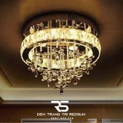 Đèn Mâm Pha Lê Ốp Trần Phòng Khách Hiện Đại M9120