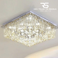 Đèn Mâm Pha Lê Vuông Ốp Trần Phòng Khách Hiện Đại M9138