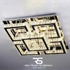 Đèn Mâm Pha Lê Vuông Ốp Trần Phòng Khách Hiện Đại M9146