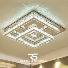 Đèn Mâm Pha Lê Vuông Ốp Trần Phòng Khách Hiện Đại M9184