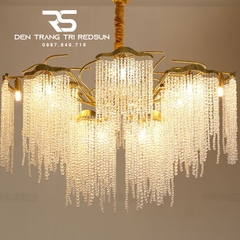 Đèn Chùm Trang Trí Phòng Khách, Sảnh Chờ, Phòng Ăn Tua Rua Chất Liệu Pha Lê DCP-004